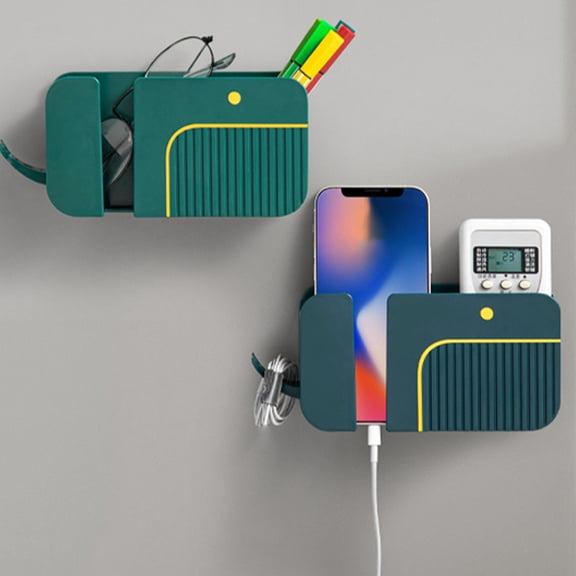 WHAMVOX 2Pcs Wall Sundries Holder Green Rectangular Plastic for Mobile Phone Storage Bathroom