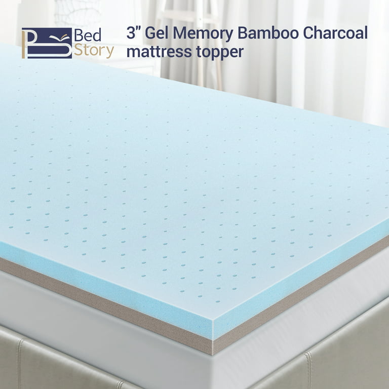 BedStory 4 inch Memory Foam Mattress Topper Queen - Gel Infused Bed Toppers with Removable Cover & High Density Memory Foam - Me