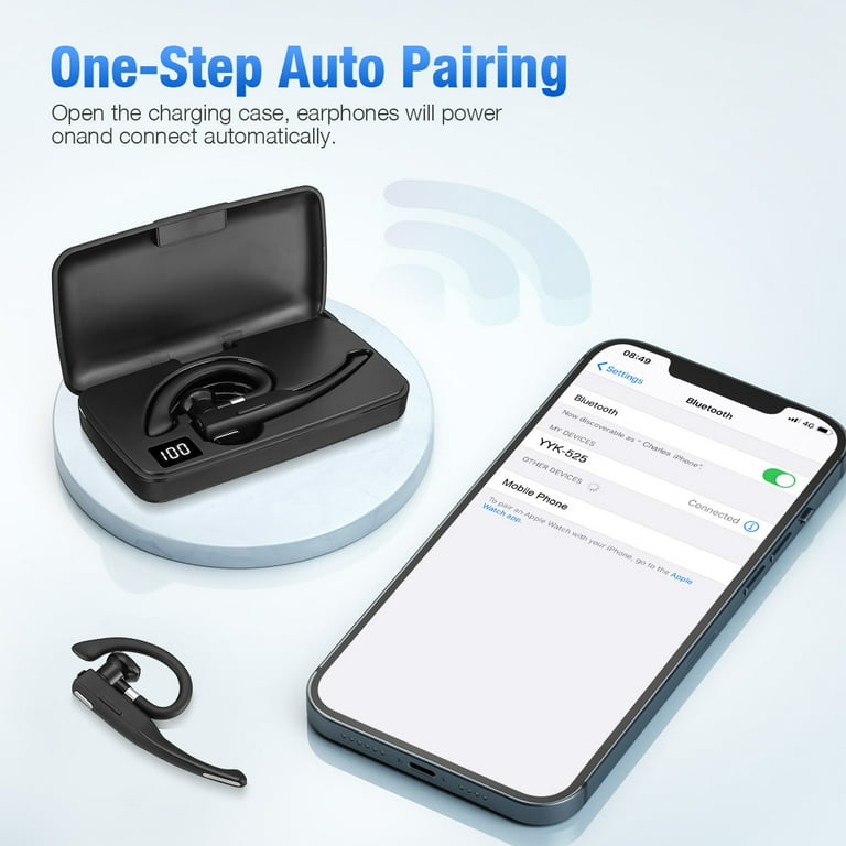 Trucker Wireless Headset Bluetooth 5.1 Earpiece Dual Mic Earbud