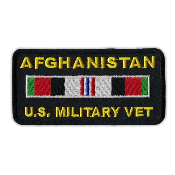 Motorcycle Jacket Embroidered Patch - Afghanistan Vet Ribbon - Vest, Cut, Leathers - 4" x 2"
