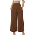 thumbnail image 2 of Women's Wide Leg Trousers, Draping Casual Work Pants, High Waist Flowy Palazzo Pants for Office, Commute, Daily Wear and Versatile Outfits Brown M, 2 of 9