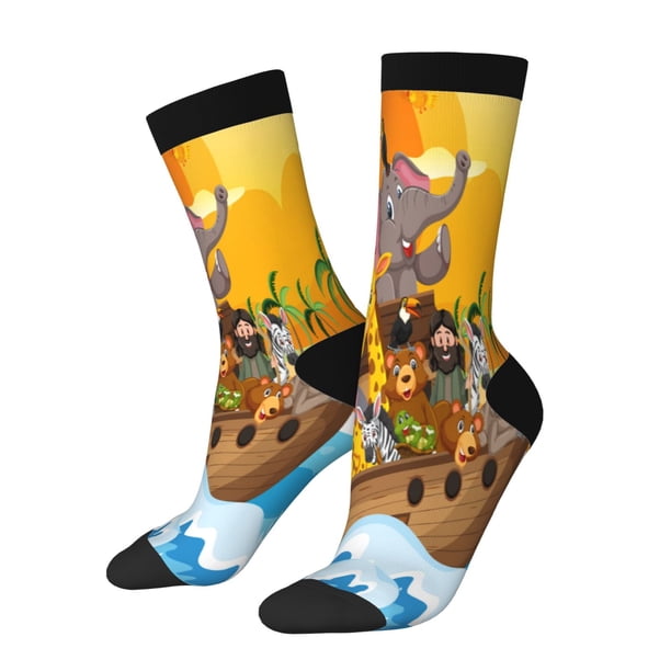 Balery Animals on Noah's Ark1 Calcetas Largas con Estampado para Hombre y Mujer – Suaves y Transpirables, Talla Única (US 5-11)