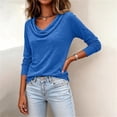thumbnail image 5 of SSZMDLB Women Fall Winter V Neck Long Sleeve Solid Casual Basic Pullover Tops Soft Chunky Knit Sweater Blouse Loose Fit Dressy Daily Wear, Blue L, 5 of 7