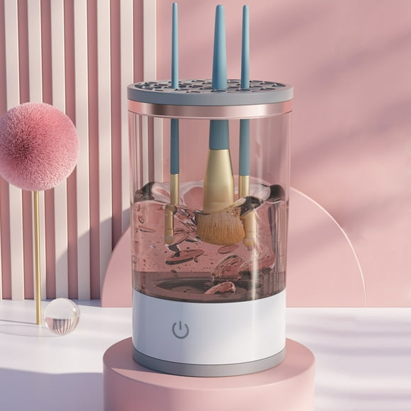 Máquina automática giratoria para limpiar brochas de maquillaje | Nueva 2024 recargable por USB | Limpia y seca brochas de todos los tamaños | Gran capacidad | Operación fácil con un solo clic