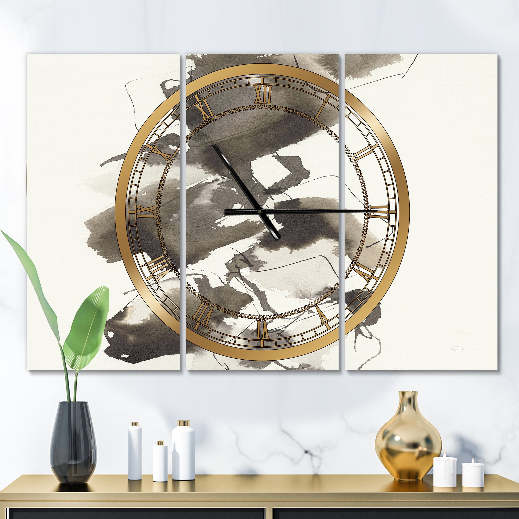 Designart 'Geometric Glam Square I' Modern wall clock