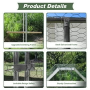 10x10 Outdoor Heavy Duty Chicken Coops Walk in Metal Chicken Cages Large Pets Raise Crate Protector Poultry Rabbit House with Waterproof Cover Backyard