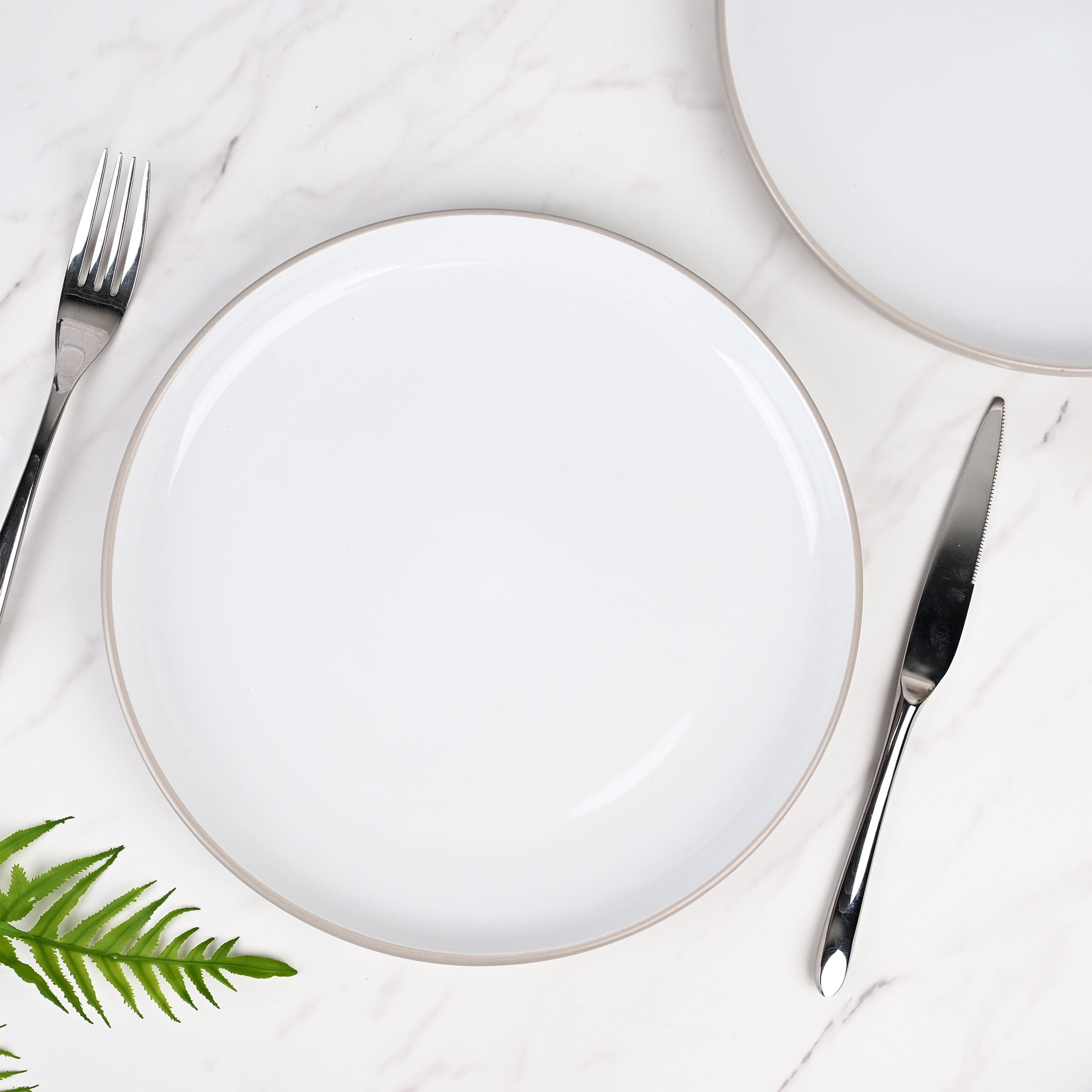 Mainstays Two Tone Tan Ceramic Dinner Plate