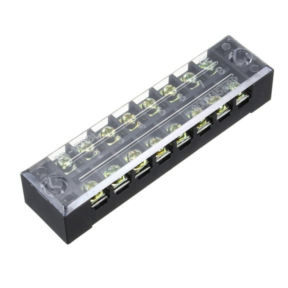 8 Position Barrier Block Terminal Strip Wire Connector TB1508 600V 15A