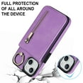 thumbnail image 5 of Nalacover for iPhone 13, Wallet with RFID Credit Card Holder and Zipper Pocket,Drop Protection Flip Cover Ring Holder Kickstand with Double Magnetic Clasp For iPhone 13, Purple, 5 of 12