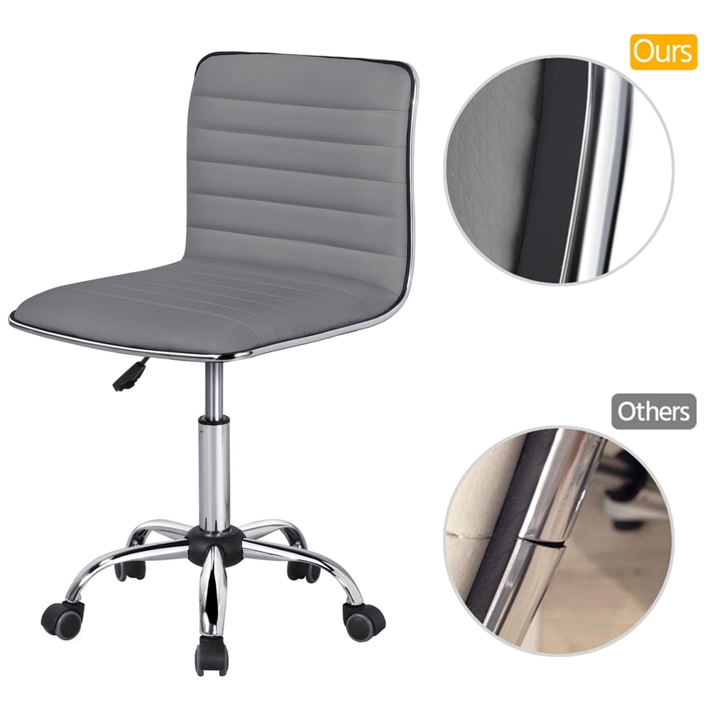 Alden Design Modern Adjustable Armless Faux Leather Swivel Office Chair, Gray