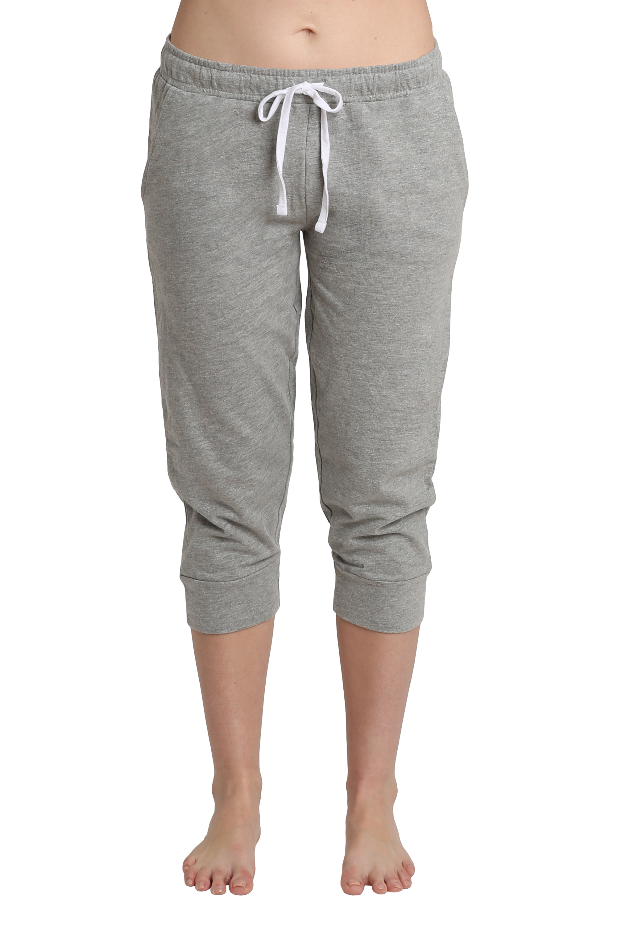 Blis Women Yoga Workout Lounge Cotton Jogger Capri Pant Pockets and