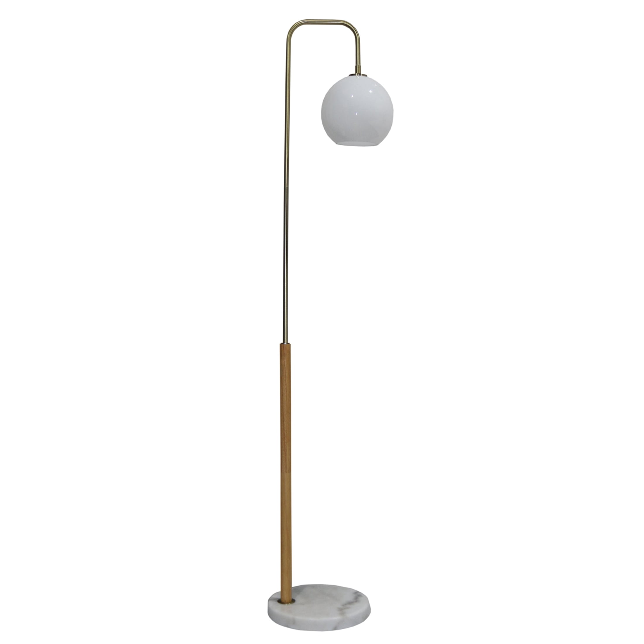 JERFIT Modern Floor Lamp for Living Room, Tall Corner Standing Light with White Marble Base and Shade, Warm Ambient Illumination for Bedroom Office Reading Nook, Plug-In 110V