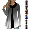 thumbnail image 6 of gakvbuo Plus Size Fall Tunic Tops with Buttons for Womens Cowl Neck Long Sleeve Top Patchwork Form Fitting Casual Shawl Neck A-Line Button Dressy Blouses Shirts Warm Splicing Pullover Sweatshirts, 6 of 6