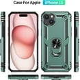 thumbnail image 6 of for iPhone 15 Case,[Military Grade Shockproof] with Ring Stand Shockproof Cover for iPhone 15 6.1 inch -Ink Green, 6 of 12