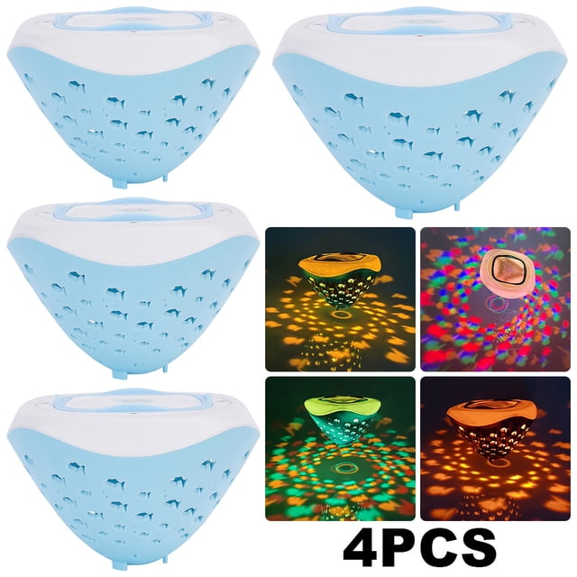 Luces Flotantes para Piscinas: 4 Colores 5 Modos Piscina Con Patrón Peces Que Flota
