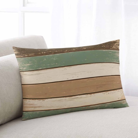 Farmhouse Sage Green Brown Small Pillow Covers, Country Vintage Wooden Soft Breathable Throw Pillow Cases with Invisible Zipper, Decorative Pillowcase Pillows Protectors for Sofa Bed Chair 12"x20"
