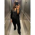 thumbnail image 2 of Traje de Pantalón liso para mujer, abrigo holgado de manga larga con muescas y doble botonadura, pantalones con cordones, conjuntos elegantes para mujer, novedad de primavera 2024, 2 of 5