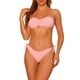 thumbnail image 1 of Conjuntos de bikini bandeau sin tirantes para mujer, 2 piezas, traje de baño sólido con lazo, trajes de baño X-Small Rosa claro, 1 of 5