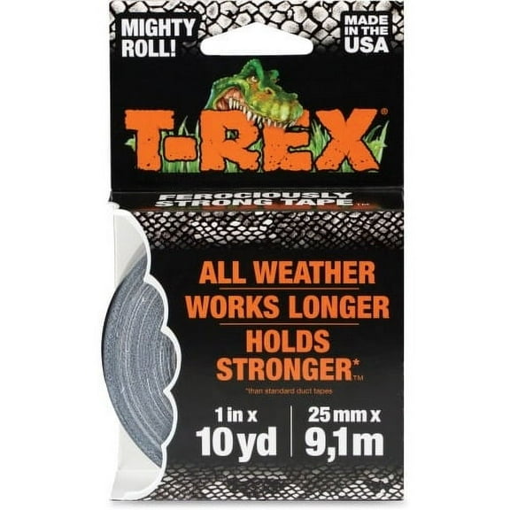 T-REX All-Weather Tape Roll 10 yd Length x 0.98" Width - Polyethylene, Cloth - 1 Roll - Silver