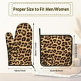 thumbnail image 2 of Brown Leopard Print Oven Mitts Pot Holders Set of 2, Kitchen Heat Resistant Hot Pads for Women Men Cooking BBQ Baking, 2 of 6