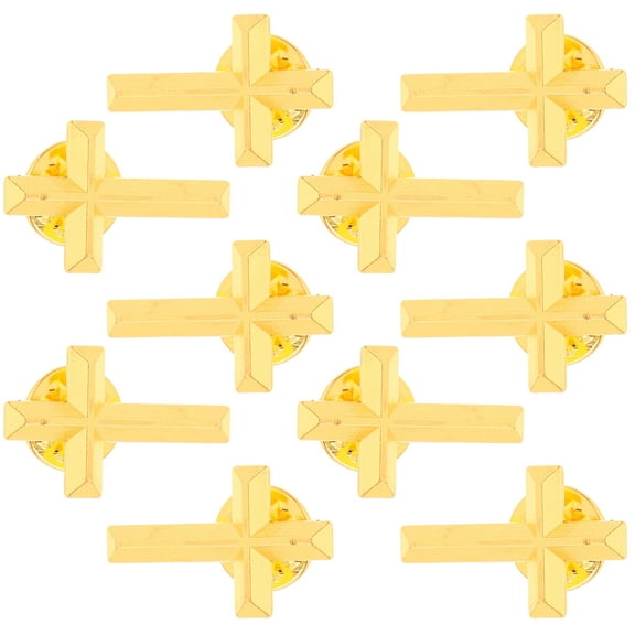 WORGEOUS 10pcs Cross Brooch Pin Religious Christian Cross Brooch Pin Decorative Brooch Pin for Women Clothing Brooch Pins for Suit and Hat DIY Accessories
