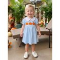 thumbnail image 6 of RUINIXCW Toddler Baby Girl Halloween Dress Outfit Kids Baby Girl Summer Fall Dress Clothes Pumpkin Ghost Letter Embroidery Doll Collar Short Sleeve Striped Dress, 6 of 9