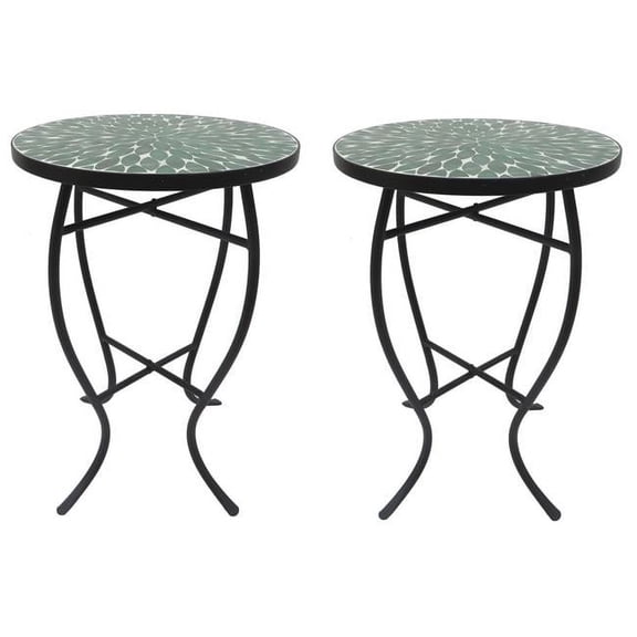Mosaic Art Collection Leave Green Accent Table (Set of 2)