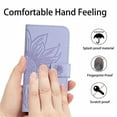 thumbnail image 4 of For Samsung Galaxy A26 5G 6.7" Sunflower  Embossed Strong Magnetic Attachment/Closure, Card Slots/Pocket, PU Leather Flip Wallet Case With Hanging Rope,Purple,For Galaxy A26 5G, 4 of 8