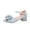 Blue, variant on LNMQLPDBS Girls Sandals Solid Color Bow Decoration Dress Shoes Open Toe Low Heels Adjustable Buckle Princess Shoes with Glitter High Heels for Little & Big Kids Girls Summer Shoes White 7-8 Years