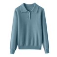 thumbnail image 5 of Women Polo V Neck Lightweight Warm Fall Sweaters Long Sleeve Collared Lapel Pullover,Basic Knit Business Casual Work Office Top,2026 Fall Trendy Cozy Fashion Outfits,Dressy Cute Clothing Light Blue, 5 of 5