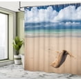 thumbnail image 5 of Ambesonne Digital Shower Curtain, Sandy Beach and Clouds, 69"Wx84"L, Sand Brown Blue, 5 of 5