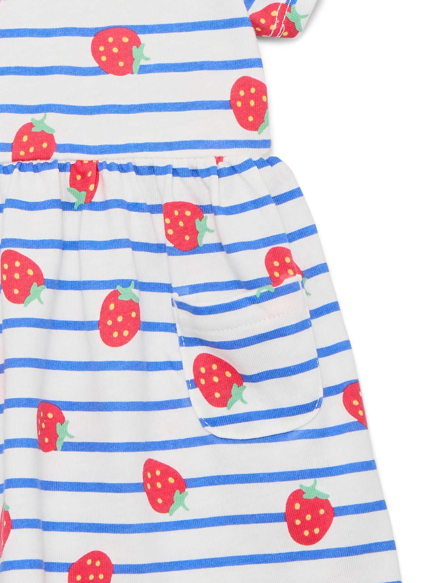 Wonder Nation Baby Girls Dress with Short Sleeves, Sizes 0-24 Months