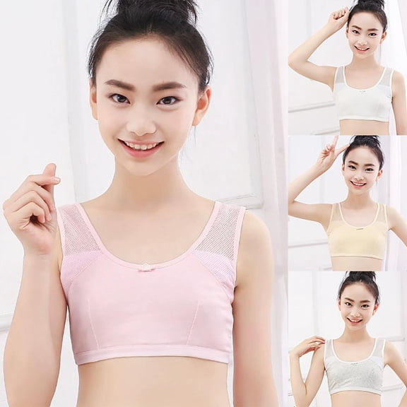 Bxsruta Girls 8-12 Years Wirefree Training Bra Soft Breathable Cotton Daily Wear for Tween Active Comfort