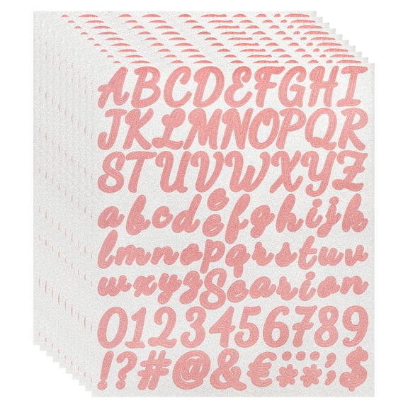 760Pack 10Sheets Glitter Letter Stickers Self-Adhesive Alphabet Sticker Red