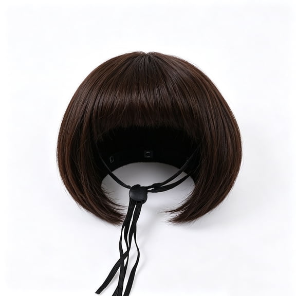 Dog Bangs Bob Wig - Adjustable Elastic Band & Trimmable, Dog Cosplay Costume for Small Medium Large Dogs,Halloween Christmas Parties Festivals (Brown)