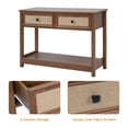 thumbnail image 4 of PHOYAL Boho Console Tables with Drawers Storage, 2 Tier Modern Narrow Sofa Cabinet Table for Entryway Living Room, Walnut, 4 of 7