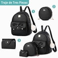 thumbnail image 3 of Kit mochila Moda Casual Pu Bolso monedero para mujer 3 Piezas negro, 3 of 7