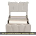 thumbnail image 6 of Twin Size Upholstered Platform Bed Velvet Upholstered Bed, Beige, 6 of 14