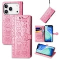 thumbnail image 1 of Funda Cartera FOXDOCK para iPhone 17 Pro , Flip PU con Relieve de Gatos y Perros, Tarjetero y Soporte, 1 of 6