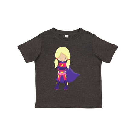 

Inktastic Superhero Girl Blonde Hair Purple Cape Hero Gift Toddler Toddler Girl T-Shirt