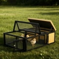 thumbnail image 3 of Weatherproof Wooden Rabbit Cage with Large Wire Mesh Activity Area,Yellow with Black, 3 of 8