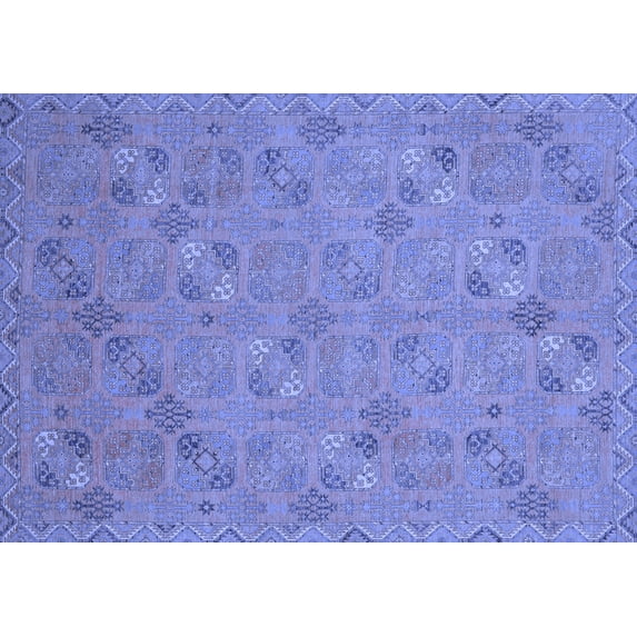 Ahgly Company Machine Washable Indoor Rectangle Oriental Blue Traditional Area Rugs, 2' x 4'