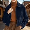 thumbnail image 3 of HomeDM Faux Suede Jacket for Women Long Sleeve Collared Zip Up Cropped Coat Casual Fall Winter Outerwear, 3 of 8