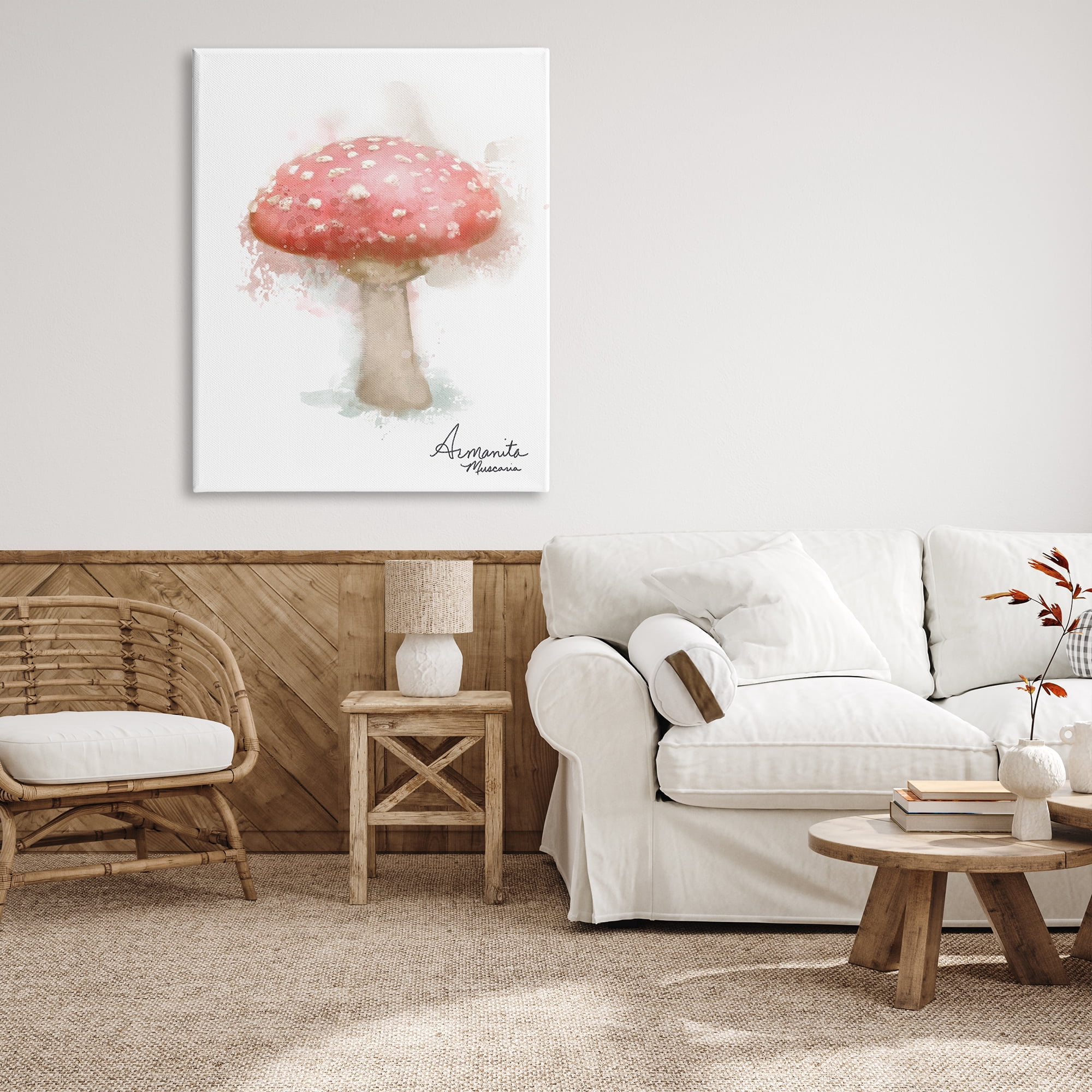 Stupell Industries Abstract Amanita Mushroom Botanical & Floral Painting Gallery Wrapped Canvas Art Print Wall Art, 36 x 48