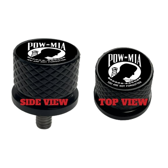 POW/MIA Large Knurled Aluminum Rear 1/4-20 Black Seat Bolt Fits Harley Davidson 1996-2024 . Custom Made In the USA