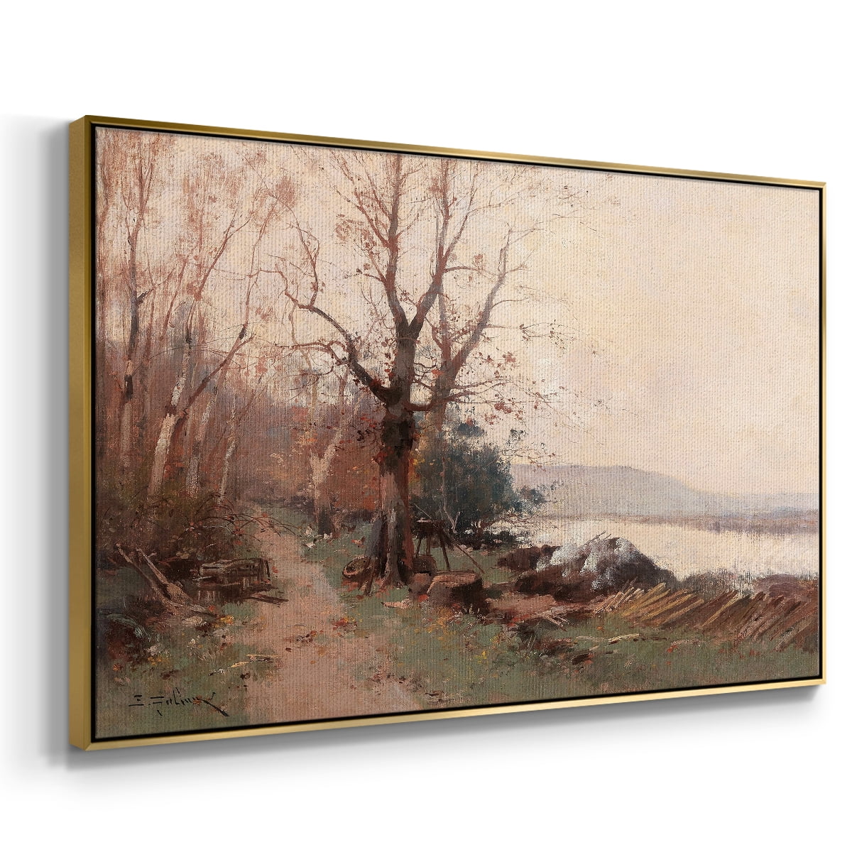 Vintage Landscape-CCCLVIII By Wexford Home Framed in Gold Wood Gallery Wrapped Canvas 27 in. x 41 in.