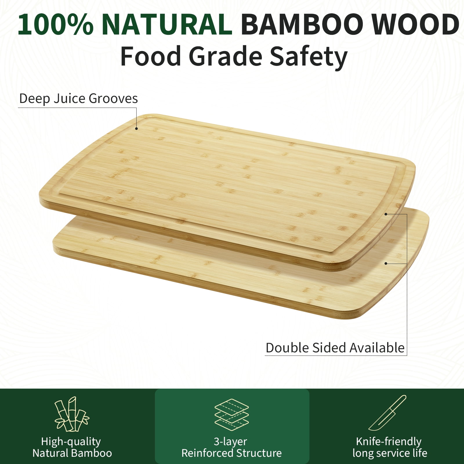 Extra Large 30" x 20" Bamboo Cutting Board for Kitchen, Reversible Butcher Block Chopping Board with Juice Groove, Heavy Duty Deli Platter, Stove Top & Over Basin Cover, Knife-Friendly & Easy Clean