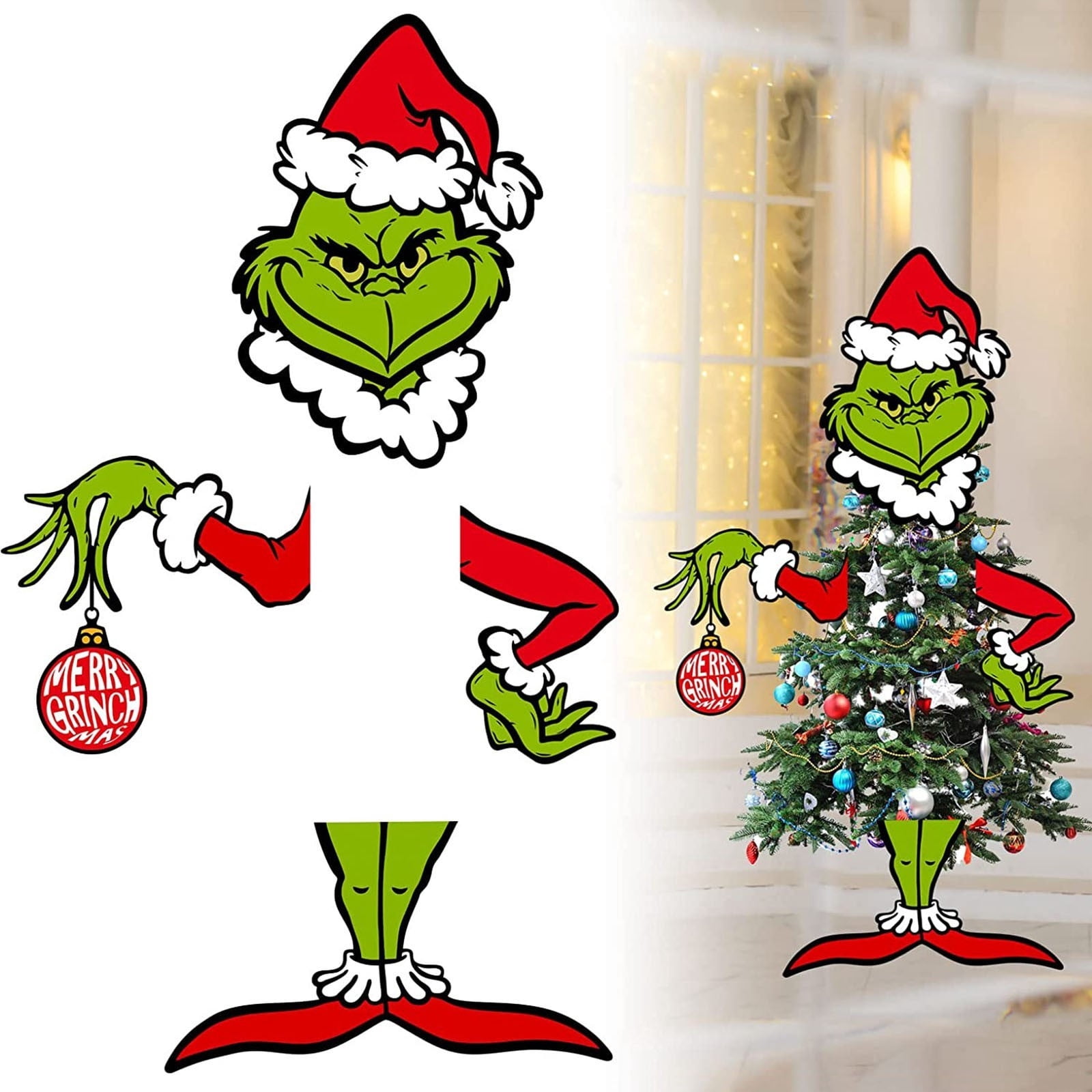 Décorations Noël Grinch 3D - Pendentifs à Suspendre Pour Sapin Et Maison - Lot Résine Peint Main