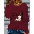 thumbnail image 5 of Women's Cozy Christmas Graphic Long Sleeve T-Shirt - "It's the Most Wonderful Time of the Year" Design, Gray Polyester Crew Neck Top for Fall/Winter Casual Wear, Christmas Shirts, 5 of 9