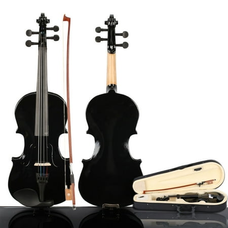 BMTBUY 3/4 Acoustic Violin Case Bow Rosin Black